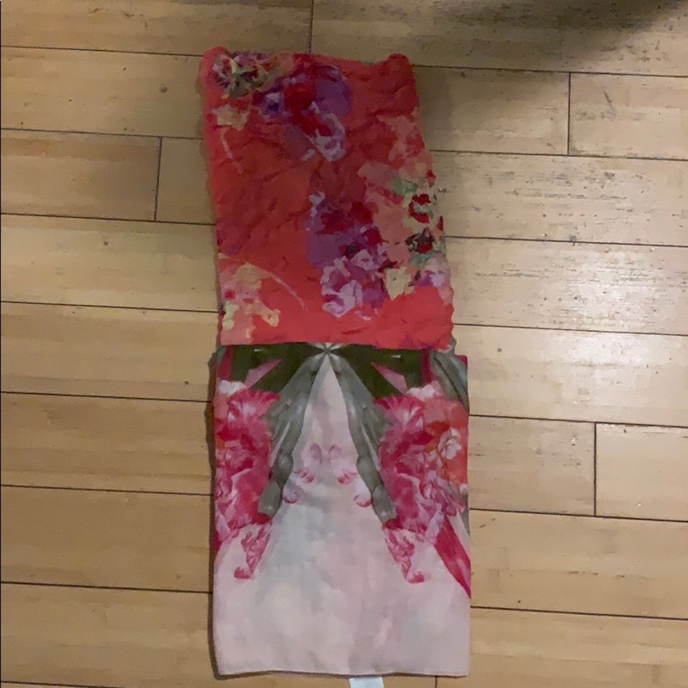 Two scarfs both floral.